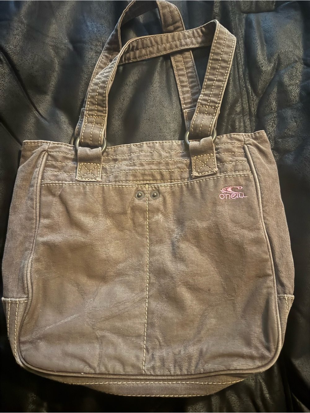 O'Neill Brown Shoulder Bag with Pink Logo Accent
